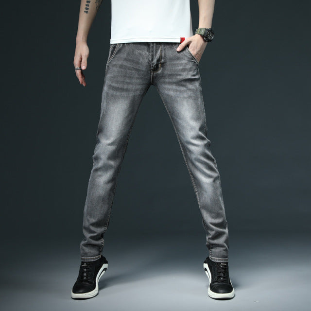 2022 Neue Männer Skinny White Jeans Mode Lässig Elastische Baumwolle Dünne Denim Hosen Männliche Marke Kleidung Schwarz Grau Khaki