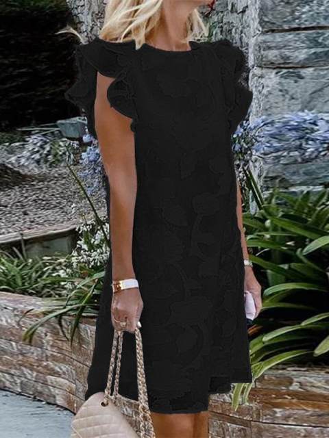 2022 ZANZEA Summer Women Sleeveless Ruffles Sundress Stylish O Neck Party Knee-length Vestidos Kaftan Elegant Lace Crochet Dress