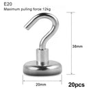 20PCS Magnetic Hook Neodymium Magnet E10/12/16/20 Electroplating Metal Strong Hook Thick Wall Hook for Home Kitchen Organization