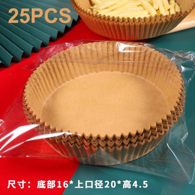 25-100pc 16cm Air Fryer Paper Parchment Disposable Wood Pulp Steamer Baking Paper For Air Fryer Cheesecake Air Fryer Accessories