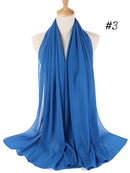 Plain Color Chiffon Scarf Hijab Headband Female Islamic Head Cover Wrap for Women Muslim Jersey Hijabs Hair Scarves Headscarf