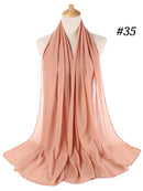 Plain Color Chiffon Scarf Hijab Headband Female Islamic Head Cover Wrap for Women Muslim Jersey Hijabs Hair Scarves Headscarf
