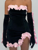 Nsauye 2021 Long Puff Sleeve Off Shoulder Autumn Winter Elegant Evening Party White Black Mini Dress Sexy Women Kawaii Dresses