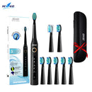 Seago Sonic Electric Toothbrush SG-507 Adult Timer Brush 5 Modes USB Charger Rechargeable Tooth Brushes Replacement Heads Set