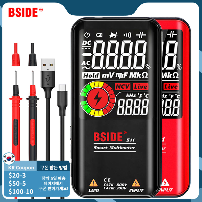 BSIDE Digital Multimeter 9999 T-RMS 3,5" LCD Farbdisplay DC AC Spannung Kapazität Ohm Diode Multimetro NCV Hz Live Wire Tester
