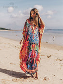 2022 Sexy Cold Shoulder V Neck Bats Sleeve Loose Summer Beach Dress Tallas grandes Mujeres Beachwear Kaftan Black Dress Q943