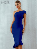 Adyce 2022 nuevo verano mujeres vendaje vestido Sexy un hombro sin mangas volantes club nocturno celebridad fiesta de noche vestidos de sirena