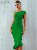 Adyce 2022 nuevo verano mujeres vendaje vestido Sexy un hombro sin mangas volantes club nocturno celebridad fiesta de noche vestidos de sirena