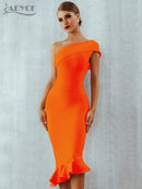 Adyce 2022 nuevo verano mujeres vendaje vestido Sexy un hombro sin mangas volantes club nocturno celebridad fiesta de noche vestidos de sirena