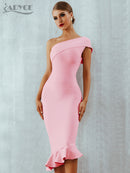 Adyce 2022 nuevo verano mujeres vendaje vestido Sexy un hombro sin mangas volantes club nocturno celebridad fiesta de noche vestidos de sirena