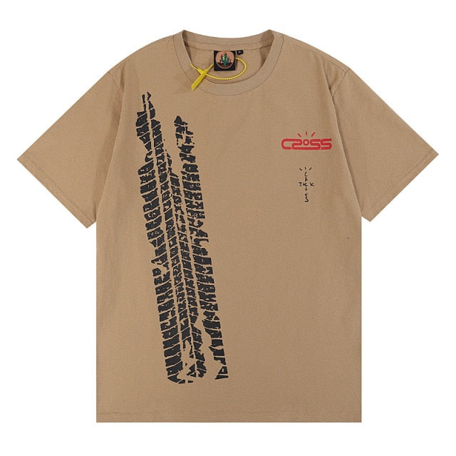 Kanye West Spoof Asymmetric Men Summer 350 T-Shirts Hip Hop Streetwear Khaki Oversized Tops Tees Casual Letter Print TShirts
