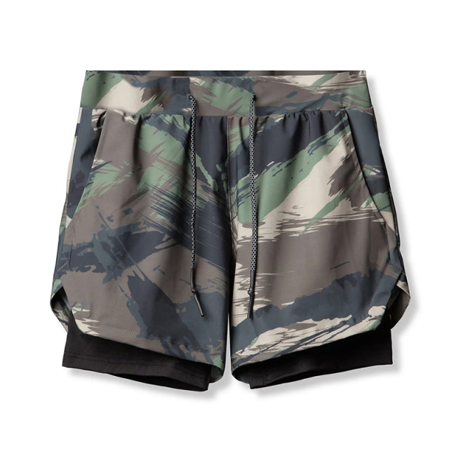 2022 Camo Laufshorts Herren 2 in 1 Doppeldecker schnell trocknend GYM Sport Shorts Fitness Jogging Workout Shorts Herren Sport kurze Hosen