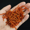 20PCS-100pcs Lifelike Red Worm Soft Lure Earthworm Summer Fishing Silicone Artificial Bait Fishy Shrimp Additive Bass Carp