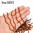 20PCS-100pcs Lifelike Red Worm Soft Lure Earthworm Summer Fishing Silicone Artificial Bait Fishy Shrimp Additive Bass Carp