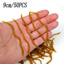 20PCS-100pcs Lifelike Red Worm Soft Lure Earthworm Summer Fishing Silicone Artificial Bait Fishy Shrimp Additive Bass Carp