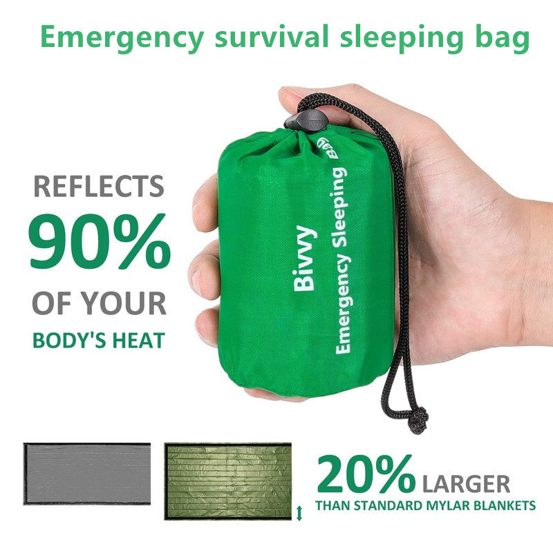 Saco de dormir de emergencia térmico ligero impermeable Bivy Saco - Manta de supervivencia Bolsas Camping, Senderismo, Actividades al aire libre