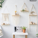 Macrame Wall Shelf Boho Home Decor Shelves On Wall Candle Holder Floating Shelf for Bedroom Wood Decoration Kids Shelving