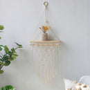 Macrame Wall Shelf Boho Home Decor Shelves On Wall Candle Holder Floating Shelf for Bedroom Wood Decoration Kids Shelving