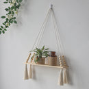 Macrame Wall Shelf Boho Home Decor Shelves On Wall Candle Holder Floating Shelf for Bedroom Wood Decoration Kids Shelving