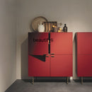 zqNordic Entry Lux Style 4-Door Locker Golden Foot Meal Side Cabinet Living Room Matte Paint Curio Cabinet Side Cabinet