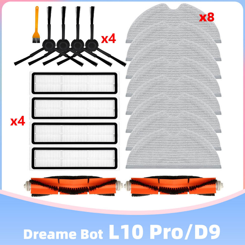 Xiaomi Dreame Bot L10 Pro D9 TROUVER LDS Finder Piezas de robot aspirador Cepillo lateral principal Filtro Hepa Paños de mopa Reemplazo