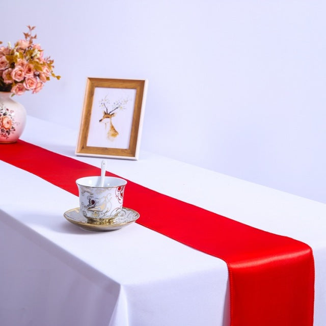 1 pieza de camino de mesa de satén multicolor para banquete de Hotel en casa suministros de fiesta de boda decoración de mantel chemin de mesa 30*275cm