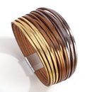 Amorcome, pulseras bohemias de cuero menta para mujer, moda 2022, tiras delgadas para mujer, pulsera envolvente ancha multicapa, regalo de joyería para mujer