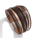 Amorcome, pulseras bohemias de cuero menta para mujer, moda 2022, tiras delgadas para mujer, pulsera envolvente ancha multicapa, regalo de joyería para mujer