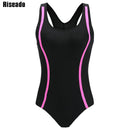 Riseado Sports One Piece Swimsuit 2022 Competition Swimwear Women Patchwork Swimming Suits for Women Racerback Bathing Suits XXL