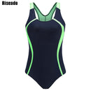 Riseado Sports One Piece Swimsuit 2022 Competition Swimwear Women Patchwork Swimming Suits for Women Racerback Bathing Suits XXL