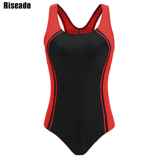 Riseado Sports One Piece Swimsuit 2022 Competition Swimwear Women Patchwork Swimming Suits for Women Racerback Bathing Suits XXL