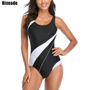 Riseado Sports One Piece Swimsuit 2022 Competition Swimwear Women Patchwork Swimming Suits for Women Racerback Bathing Suits XXL