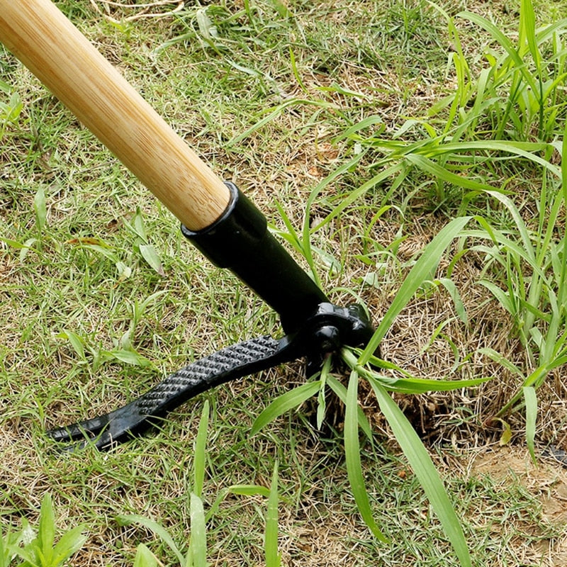 Garden Weeder Durable Root Removal Tool Chemical Free Weeding with Handle Protect the Spine Useful Garden Tools