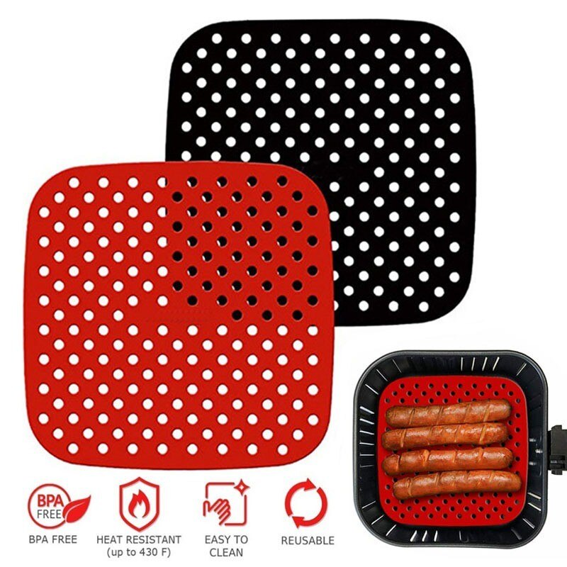 Air Fryer Liner Air Fryer Mat Food Grade Non-Stick Silicone Fryer Basket for 7.5~9-Inch Air Fryers Steamers Air Fryer Paper