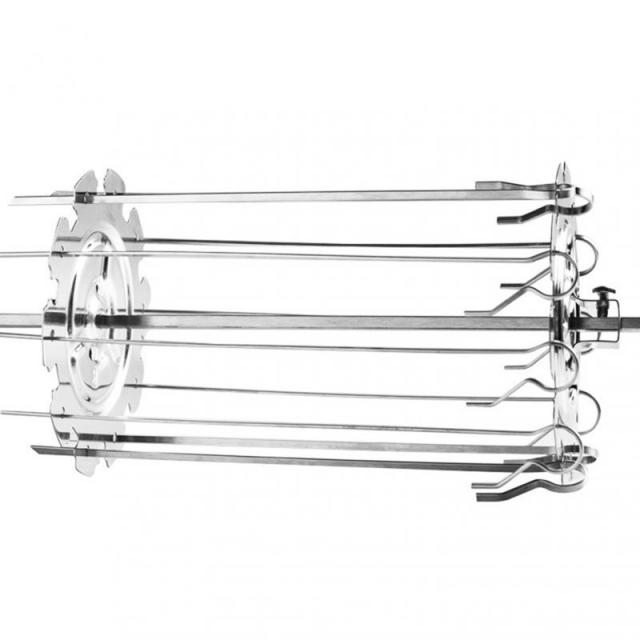 Rotating Grill Skewers Oven 304 Stainless Steel Cage Roaster Rotisserie Forks Skewers Needle Home BBQ Cooking Accessories