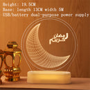 2022 LED 3D Eid Mubarak Decor Ornament Light Eid Kareem Ramadan Decor for Home Ramadan Mubarak Eid Al Adha Islamic Muslim Party