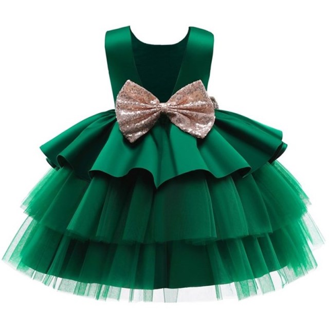 Vestido de niña pequeña con lazo grande, vestido de bautismo para niñas, primer año, fiesta de cumpleaños, vestido de boda, ropa de bebé, tutú, vestido esponjoso