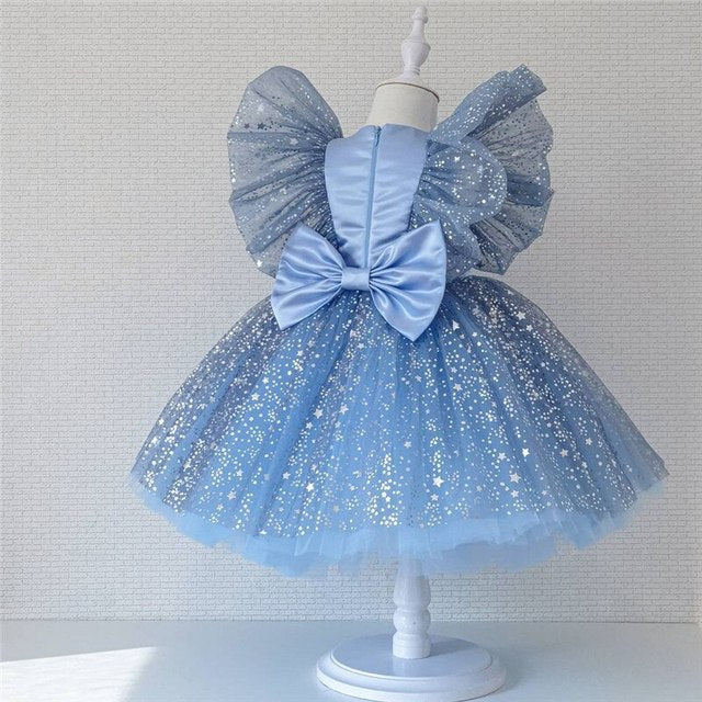 Toddler  Baby Girl Dress  Big Bow Baptism Dress for Girls First Year Birthday Party Wedding Dress Baby Clothes Tutu Fluffy Gown