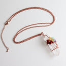 BAYUEBA Natural Uncut Clear Crystal Quartz Gems Chips Beads Chakra Lucky Wish Pendants Rose Gold Plated Necklace 1pc