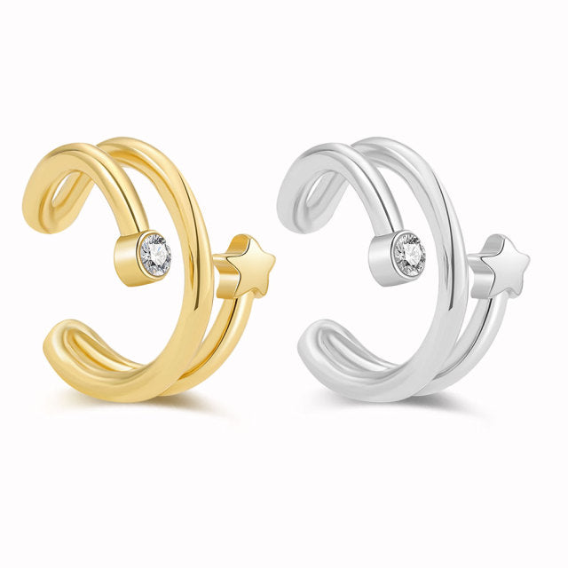 2022 neue Art und Weise Perlen-Ohr-Stulpe-Böhmen stapelbare C-förmige CZ Rhinestone-kleine Earcuffs-Klipp-Ohrringe für Frauen, die Schmucksachen Wedding sind