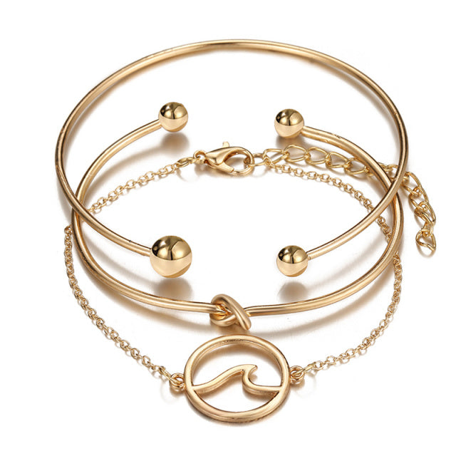 3PCS/Set Fashion Thick Chain Link Bracelets Bangles For Women Vintage Snake Chain Gold Silver Color Bracelets Set Punk Jewelry