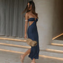 Sexy Party Dress Women Summer Corset Dress Wrap Chest Hollow Out Backless Halter Backless Beach Dresses Maxi Long Vestidos