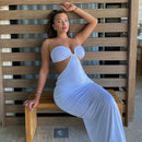 Sexy Party Dress Women Summer Corset Dress Wrap Chest Hollow Out Backless Halter Backless Beach Dresses Maxi Long Vestidos