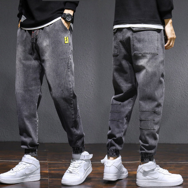 Frühling Sommer Baggy Herren Cargo Jeans Mode Harlan Baumwolle Streetwear Harajuku Hosen Jogger Elastische Taillenhose Herren M-5XL