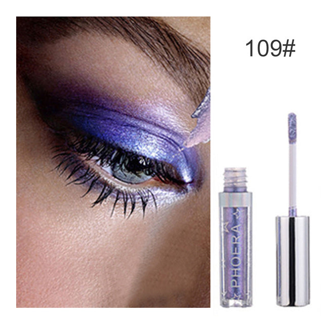 PHOERA Liquid Eyeshadow Metallic Diamond Shiny Eye Liner Pen Lidschatten-Palette Langanhaltender Schimmer Pigmentierte Lidschatten-Kosmetik