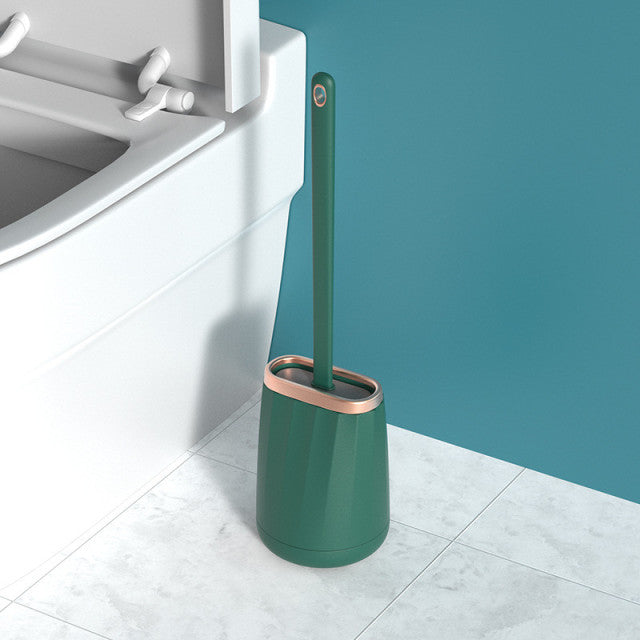 Cepillo de baño con cabezal de silicona TPR suave con soporte, mango desmontable montado en la pared negro, limpiador de baño, accesorios de WC duraderos
