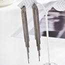 Korean Vintage Glossy Arc Bar Long Tassel Drop Earrings for Women Gold Geometric Fashion Jewelry Luxury Hanging Pendientes