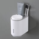 Badezimmer-Zubehör-Set Zahnbürstenhalter Zahnpastaspender Wandhalterung Zahnbürstenbecher Aufbewahrungsregal Zahnpastapresse