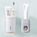 Badezimmer-Zubehör-Set Zahnbürstenhalter Zahnpastaspender Wandhalterung Zahnbürstenbecher Aufbewahrungsregal Zahnpastapresse