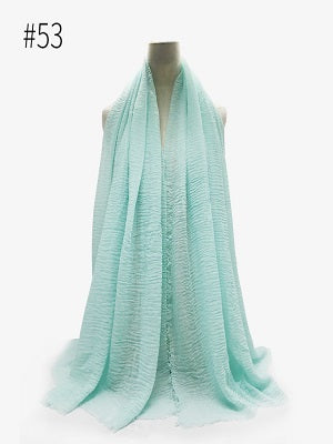 Hijab liso plisado, bufanda musulmana para mujer, diadema arrugada de algodón, velo, bufandas, moda 2021, pañuelo islámico, turbante para la cabeza